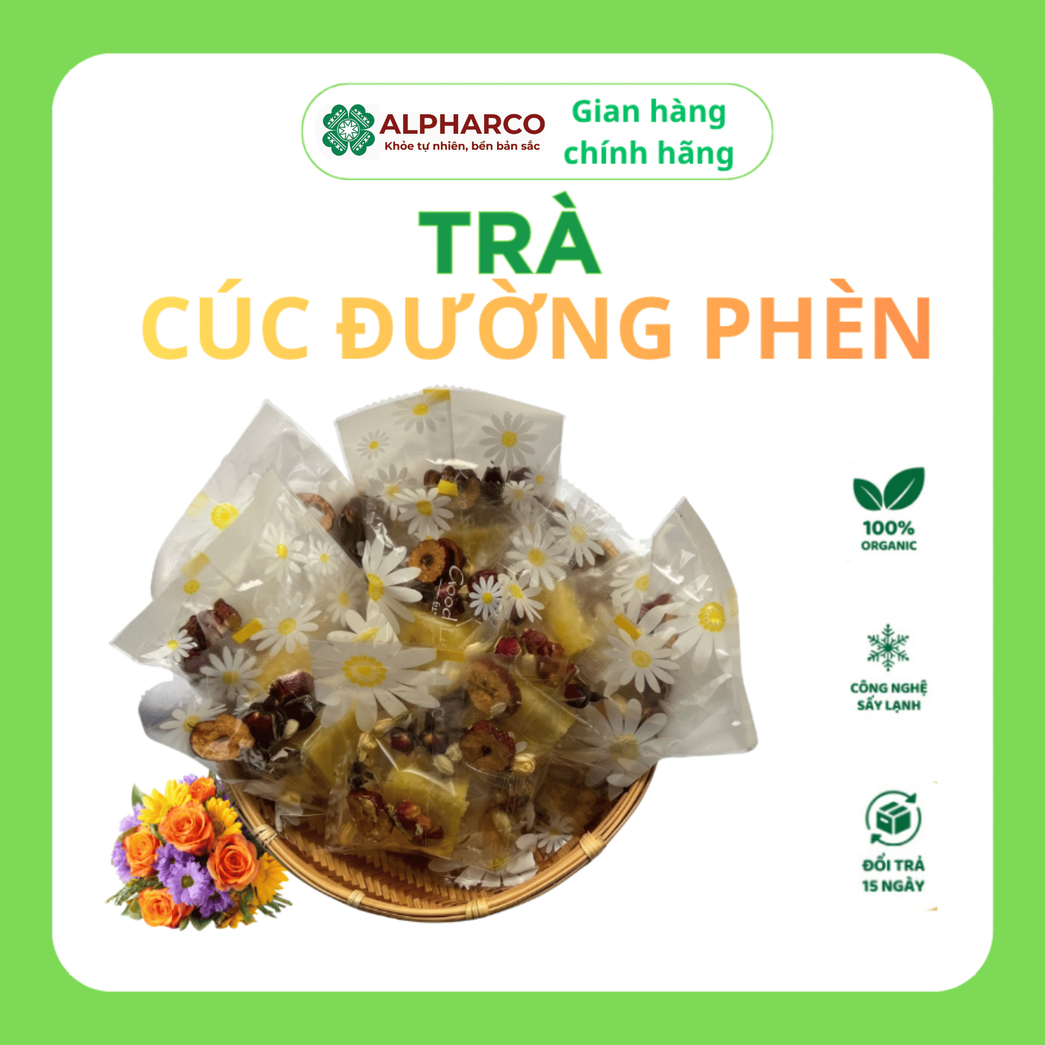 Trà cúc đường phèn Alpharco (gói lẻ) thanh nhiệt ,cải thiện giấc ngủ,giúp da dẻ mịn màng thumbnail